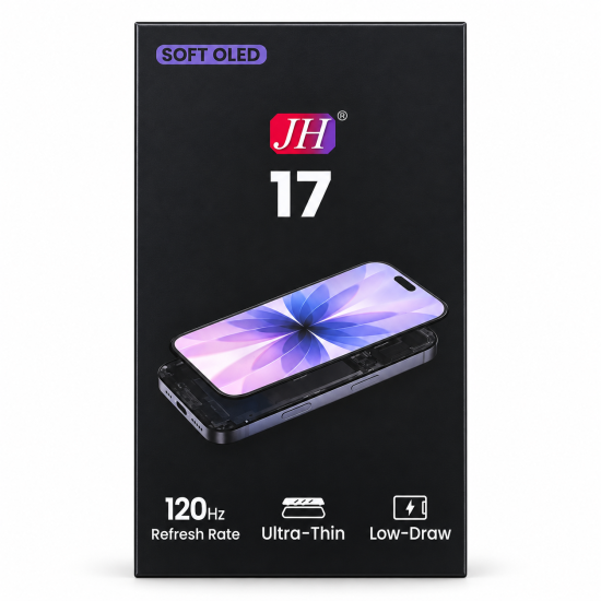 JH Soft OLED 120Hz Touch Screen Replacement for iPhone 17 – Black