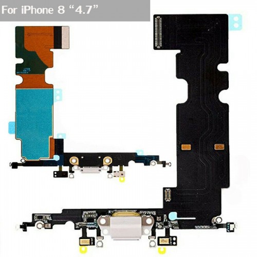 iPhone 8 Charging Port Connector Replacement Microphone Flex Cable White