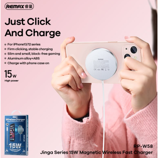 REMAX Jinga Series RP-W58 15W Magnetic Wireless Fast Charger with USB-C Connection