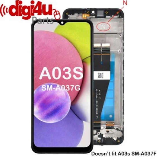 Replacement Prime Original LCD With N Frame For Samsung A03s A037G Black