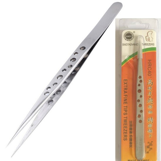 SWDT SS-SA SR Precision Straight Tweezers with Holes SWDT SS-SA SR Precision Straight Tweezers with Holes