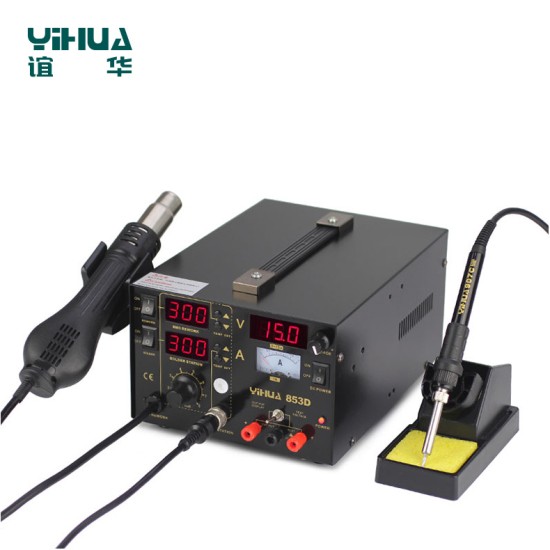 YIHUA 853D 1A Digital Hot Air Gun Rework Station 4 nozzles YIHUA 853D 1A Digital Hot Air Gun Rework Station 4 nozzles