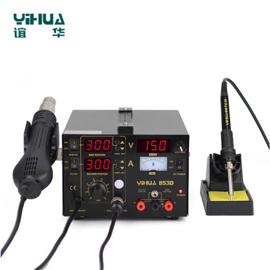 YIHUA 853D 1A Digital Hot Air Gun Rework Station 4 nozzles YIHUA 853D 1A Digital Hot Air Gun Rework Station 4 nozzles